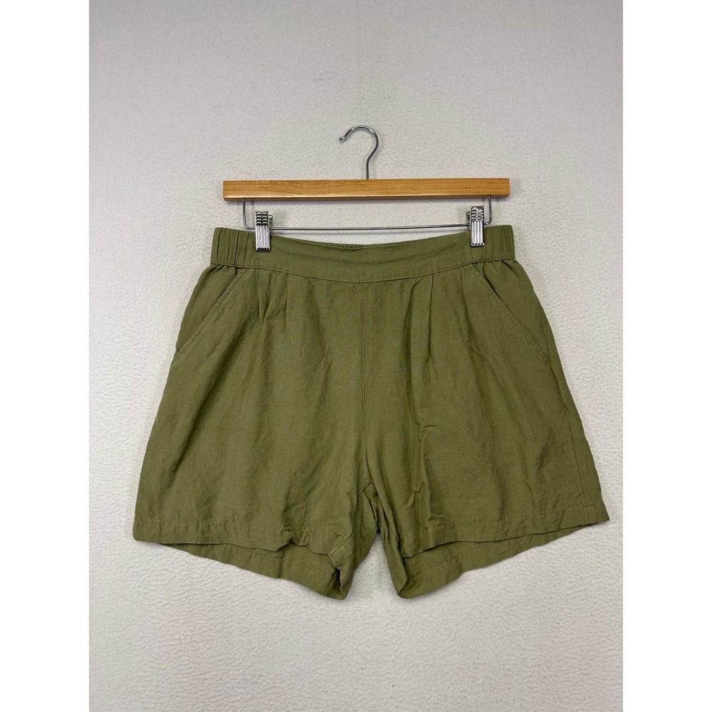Boho Minimalist A New Day Womens Size S Green Linen Blend High Rise Shorts